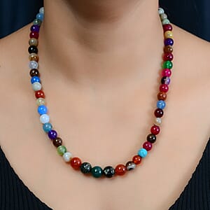 Multi Gemstone 253.00 ctw Beaded Necklace in Sterling Silver 20 Inches