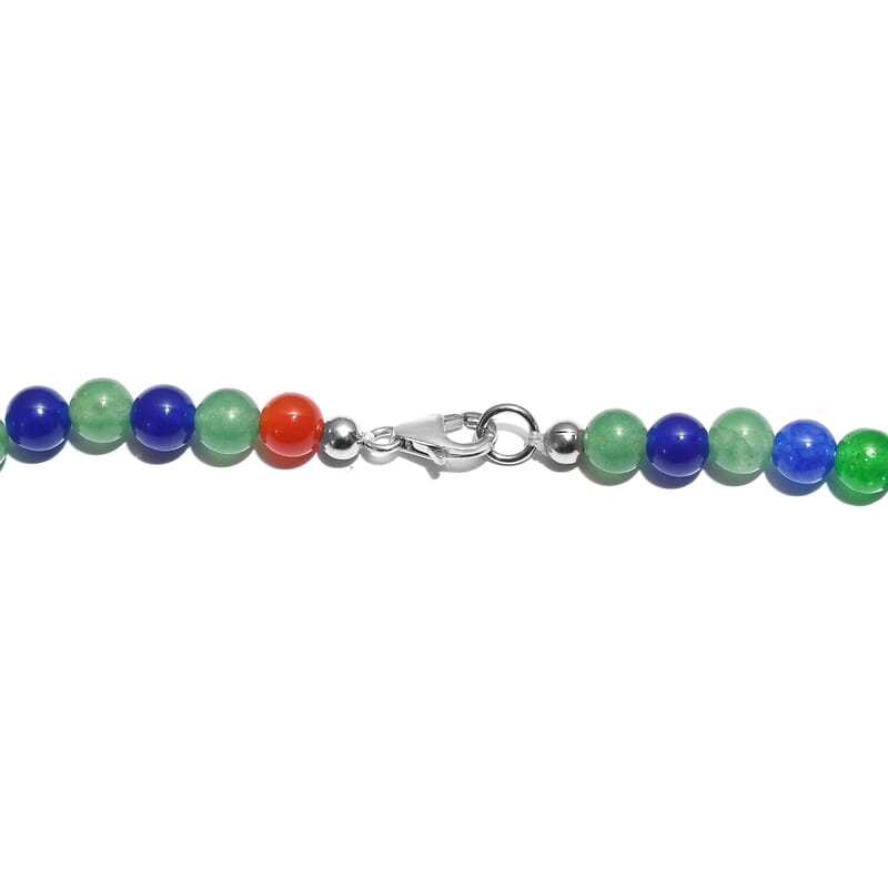 Multi Gemstone 253.00 ctw Beaded Necklace in Sterling Silver 20 Inches