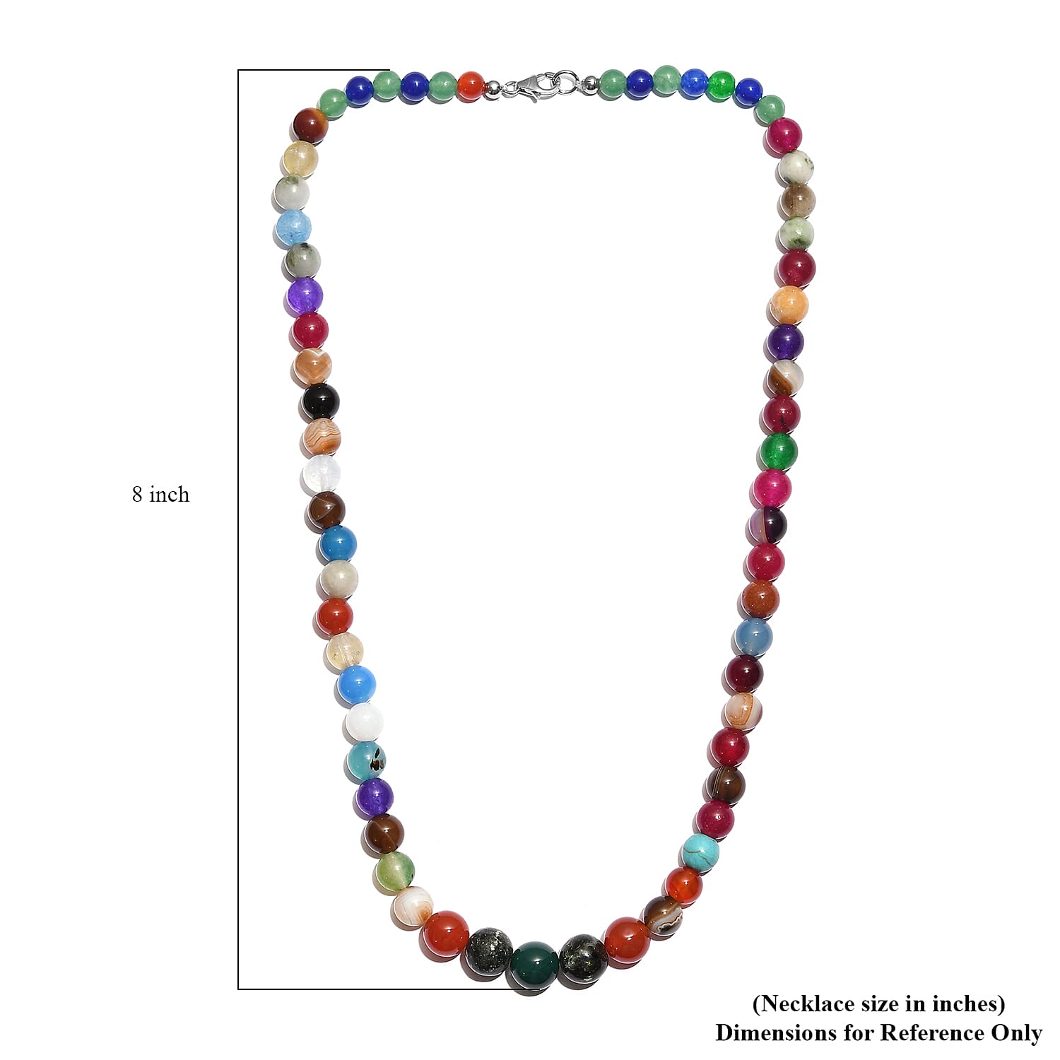 Multi Gemstone 253.00 ctw Beaded Necklace in Sterling Silver 20 Inches