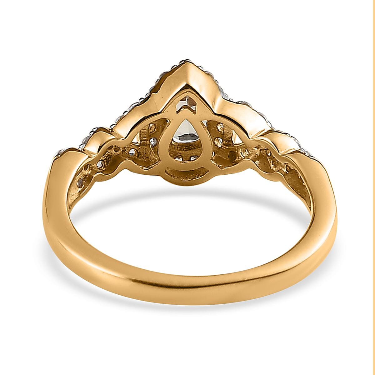 AAA Turkizite and White Zircon Halo Ring in Vermeil Yellow Gold Over Sterling Silver (Size 10.0) 1.40 ctw