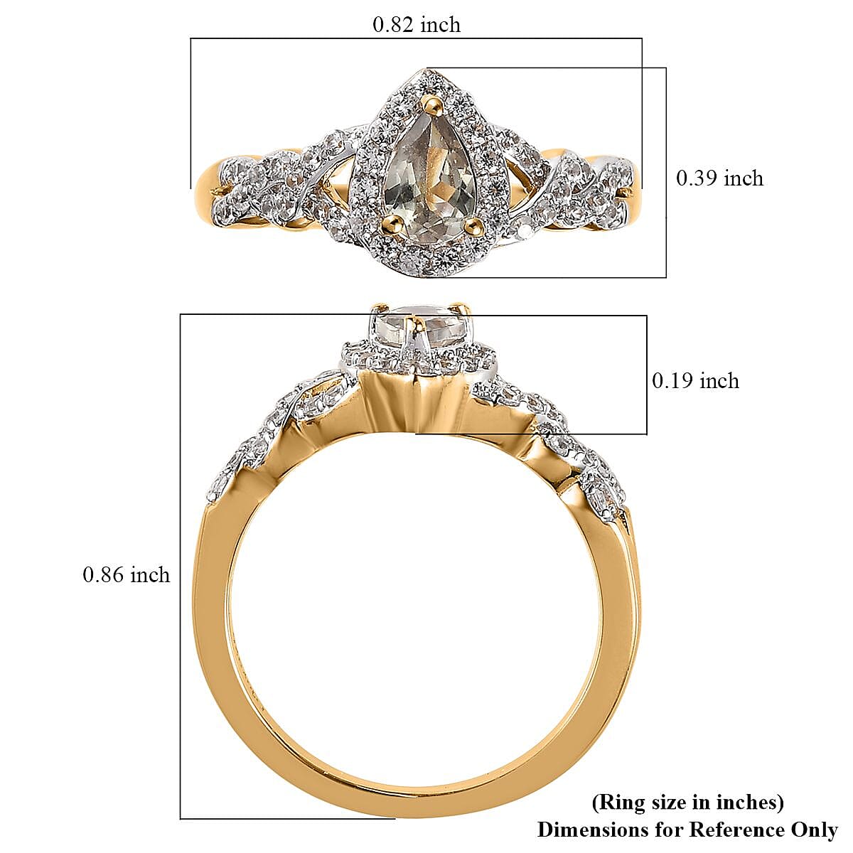 AAA Turkizite and White Zircon Halo Ring in Vermeil Yellow Gold Over Sterling Silver (Size 10.0) 1.40 ctw
