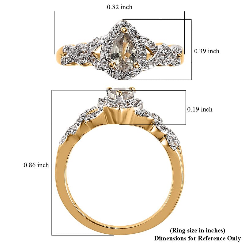 AAA Turkizite and White Zircon Halo Ring in Vermeil Yellow Gold Over Sterling Silver (Size 10.0) 1.40 ctw
