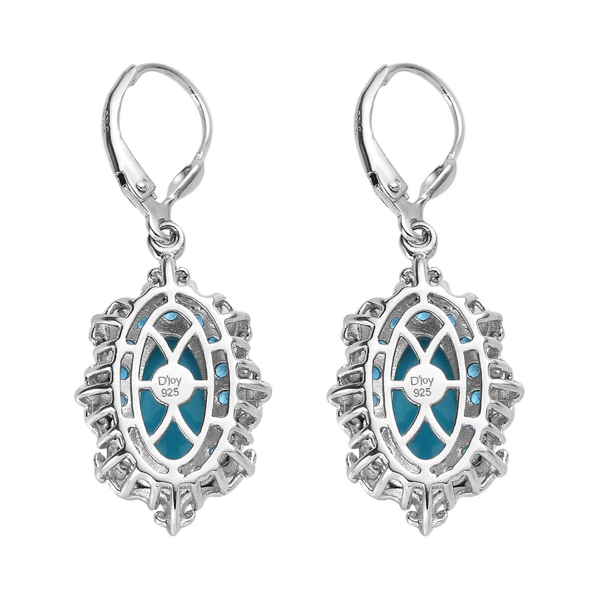 Premium Sleeping Beauty Turquoise and Malgache Neon Apatite Lever Back Earrings in Vermeil YG and Platinum Over Sterling Silver 5.10 ctw image number 3