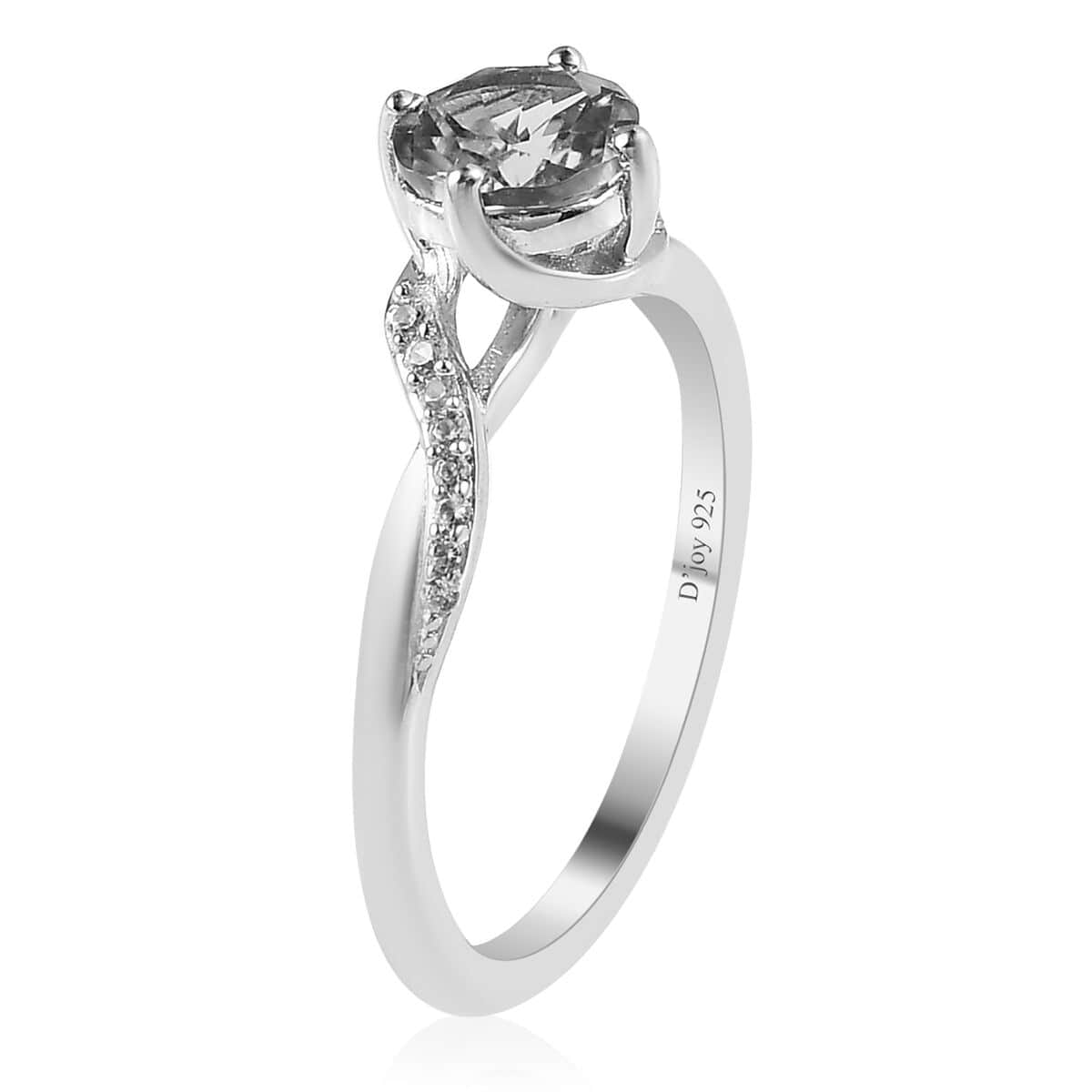 AAA Turkizite and White Zircon Ring in Platinum Over Sterling Silver (Size 10.0) 1.30 ctw image number 3