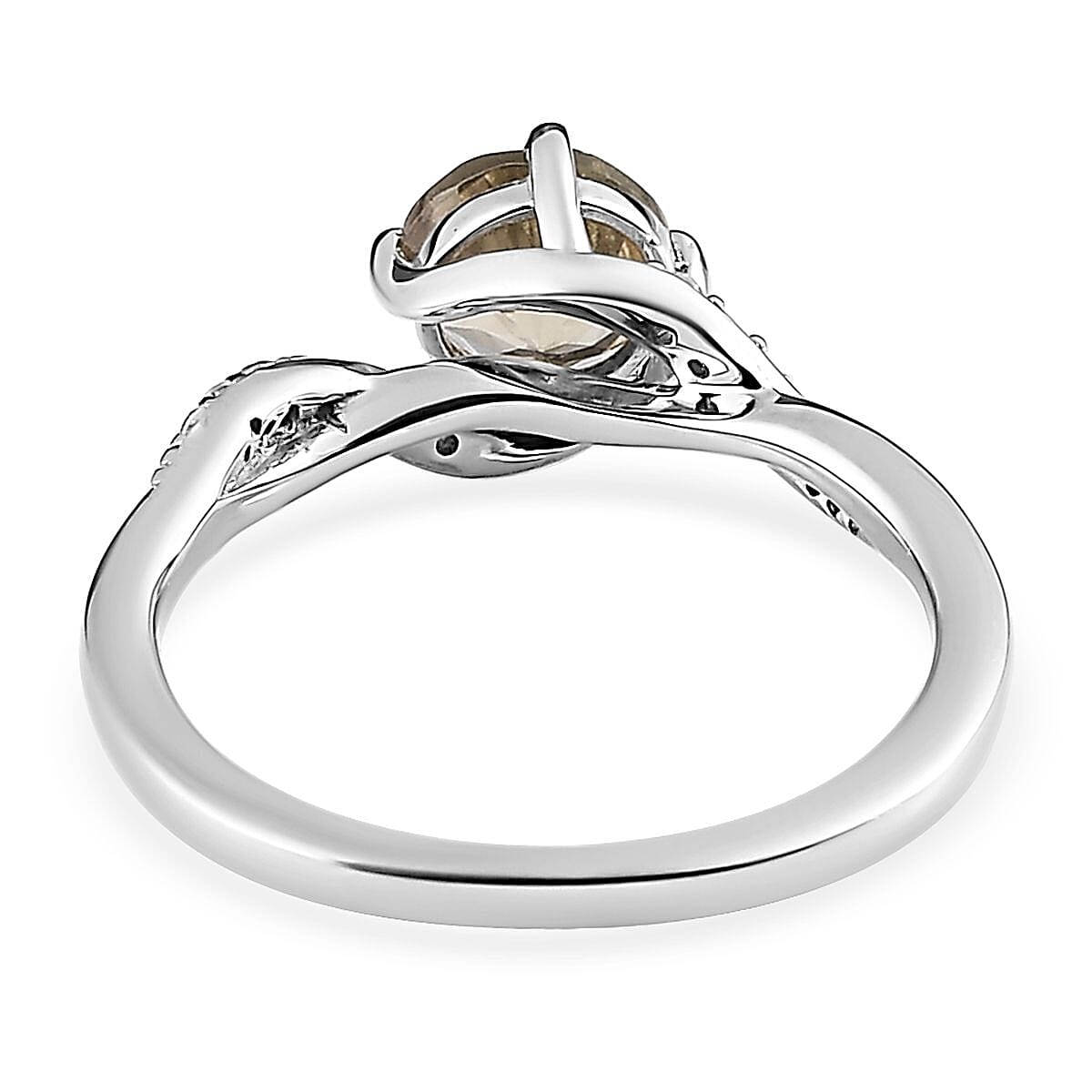 AAA Turkizite and White Zircon Ring in Platinum Over Sterling Silver (Size 9.0) 1.30 ctw image number 4