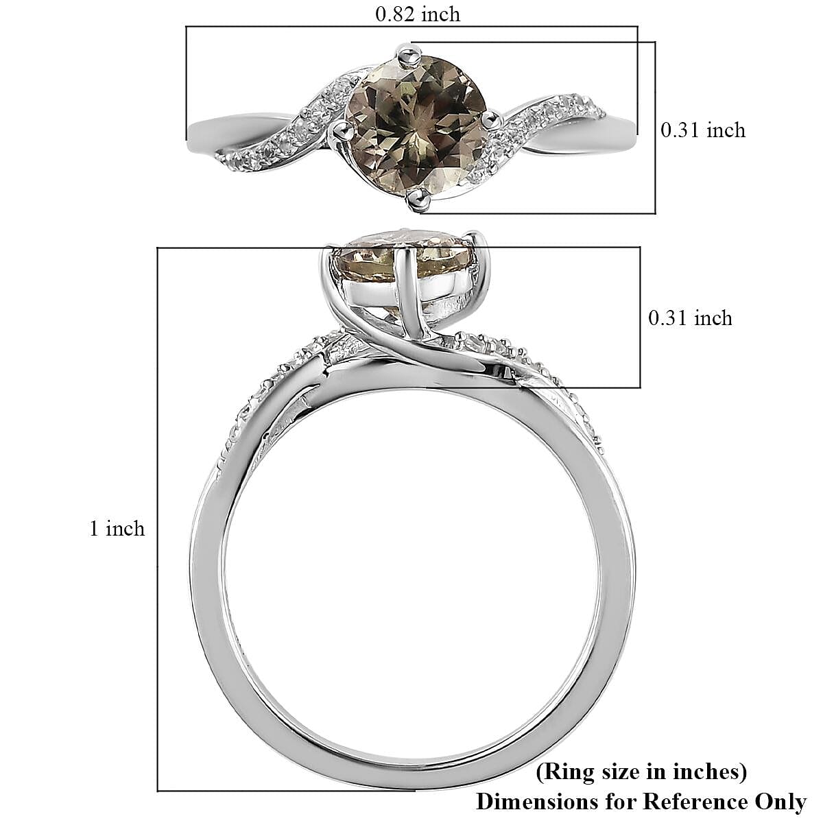 AAA Turkizite and White Zircon Ring in Platinum Over Sterling Silver (Size 9.0) 1.30 ctw image number 5