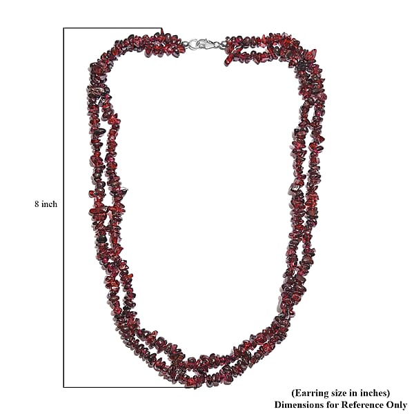 Orissa Rhodolite Garnet Chips 2 Row Necklace 20 Inches in Sterling Silver 300.00 ctw