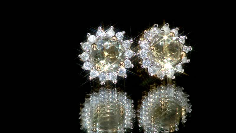 AAA Turkizite and Moissanite Sunburst Stud Earrings in Vermeil Yellow Gold Over Sterling Silver 1.60 ctw