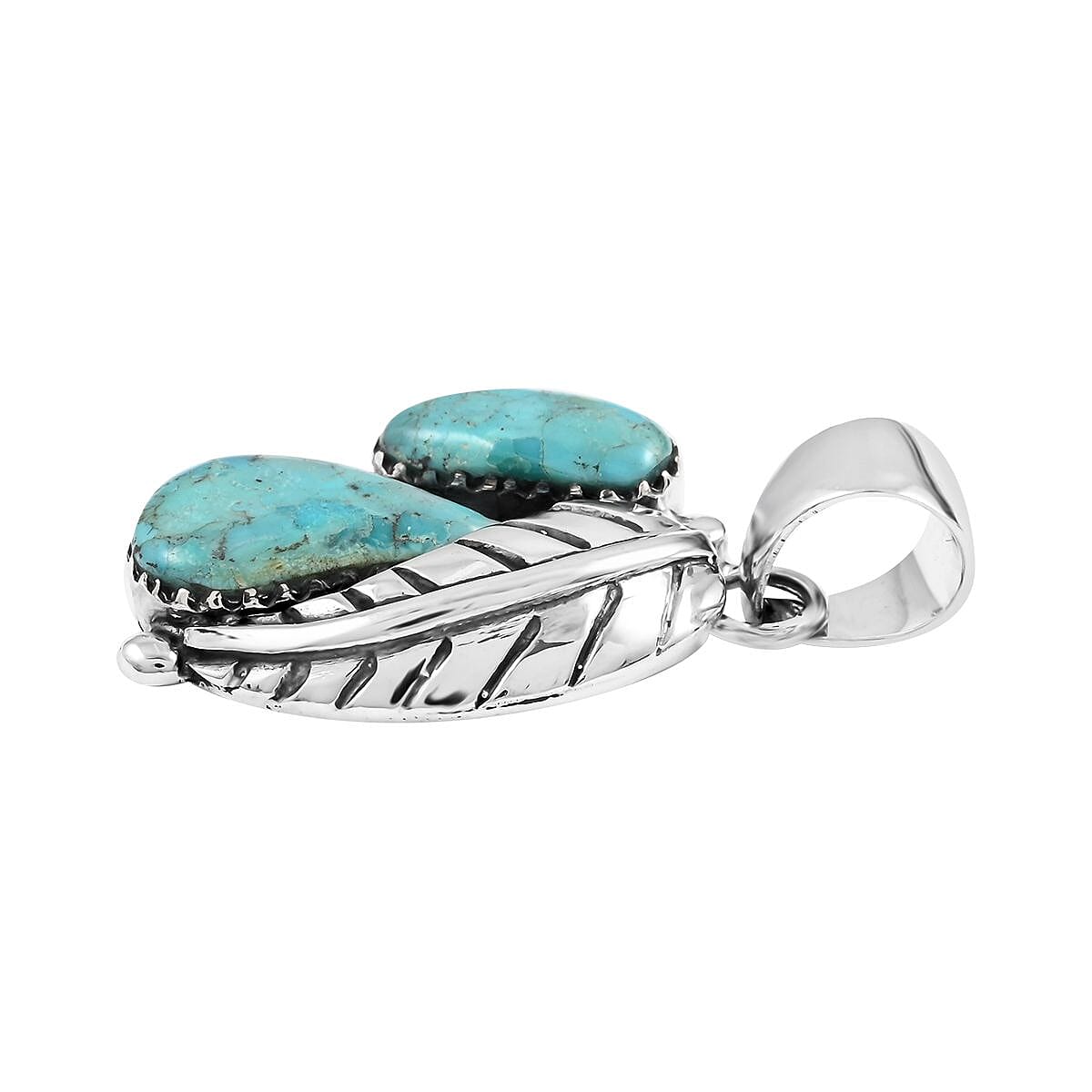 Santa Fe Style Kingman Turquoise Pendant in Sterling Silver 3.30 ctw