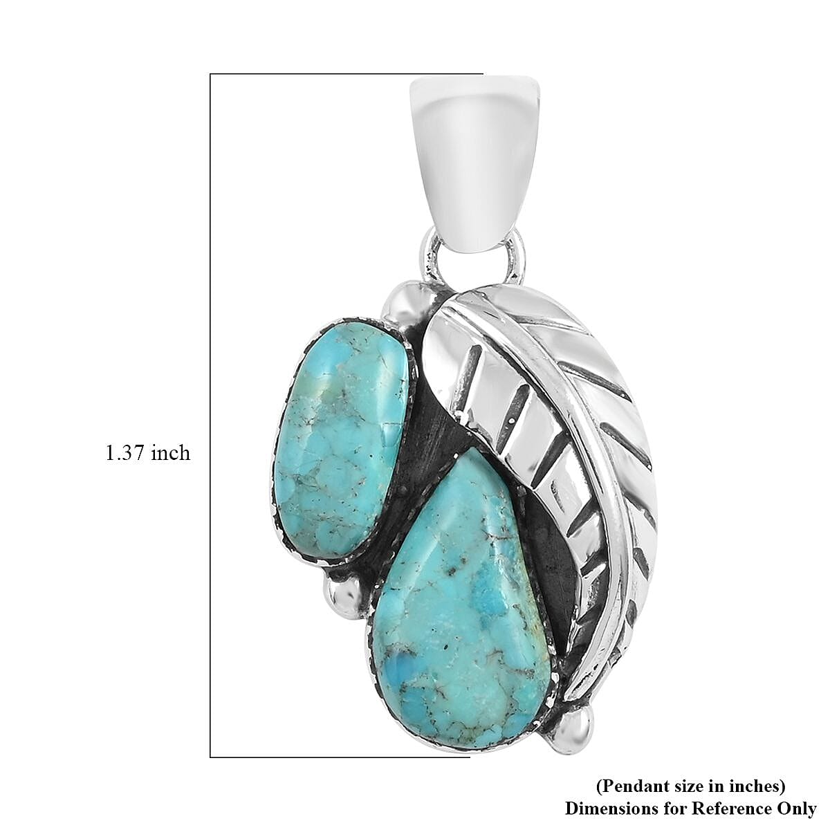 Santa Fe Style Kingman Turquoise Pendant in Sterling Silver 3.30 ctw
