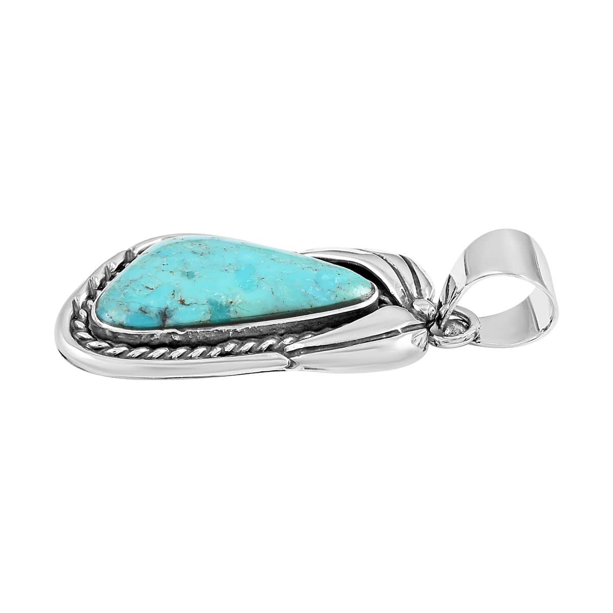 Santa Fe Style Kingman Turquoise Pendant in Sterling Silver 3.75 ctw image number 3