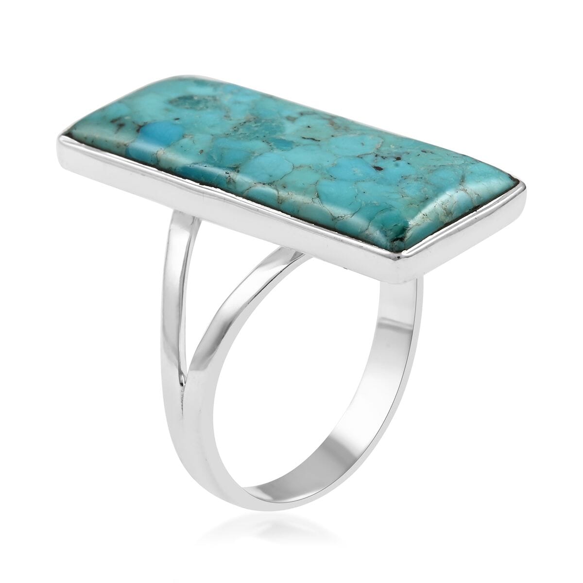 Santa Fe Style Kingman Turquoise Ring in Sterling Silver 10.50 ctw image number 3