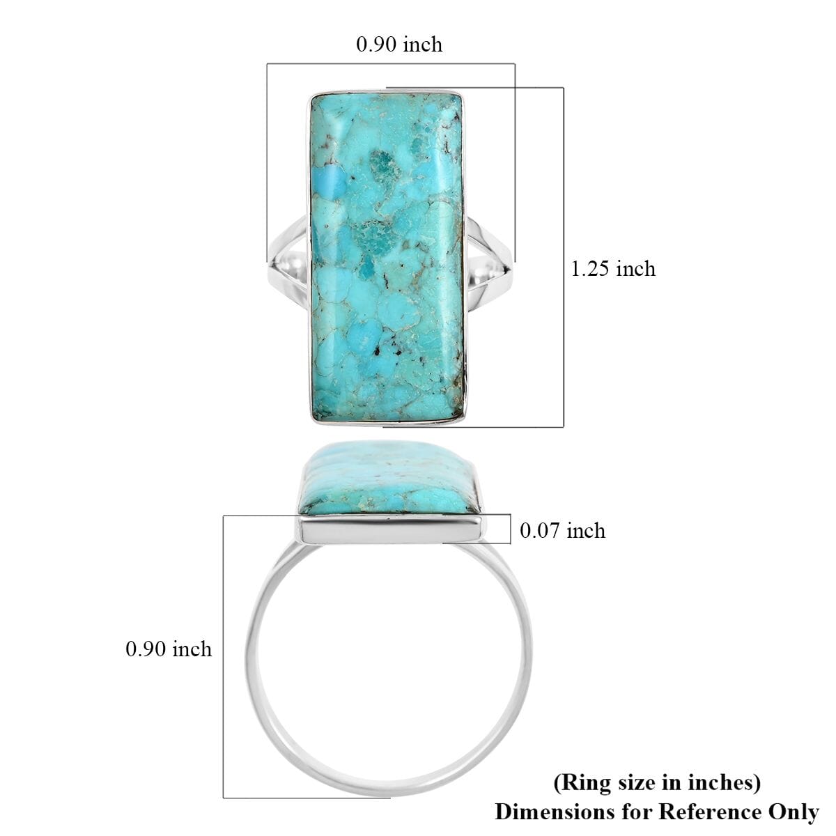 Santa Fe Style Kingman Turquoise Ring in Sterling Silver 10.50 ctw image number 4