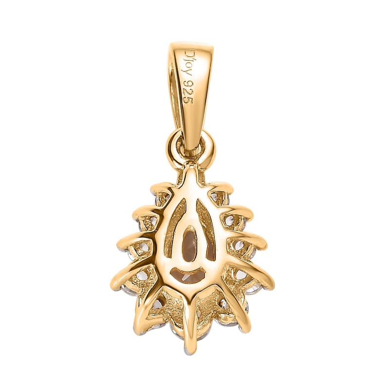 Turkizite and White Zircon Sunburst Pendant in Vermeil Yellow Gold Over Sterling Silver 0.70 ctw