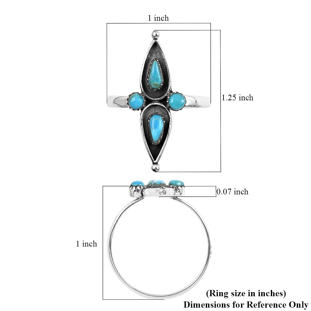 Santa Fe Style Kingman Turquoise Ring in Sterling Silver (Size 10.0) 1.25 ctw