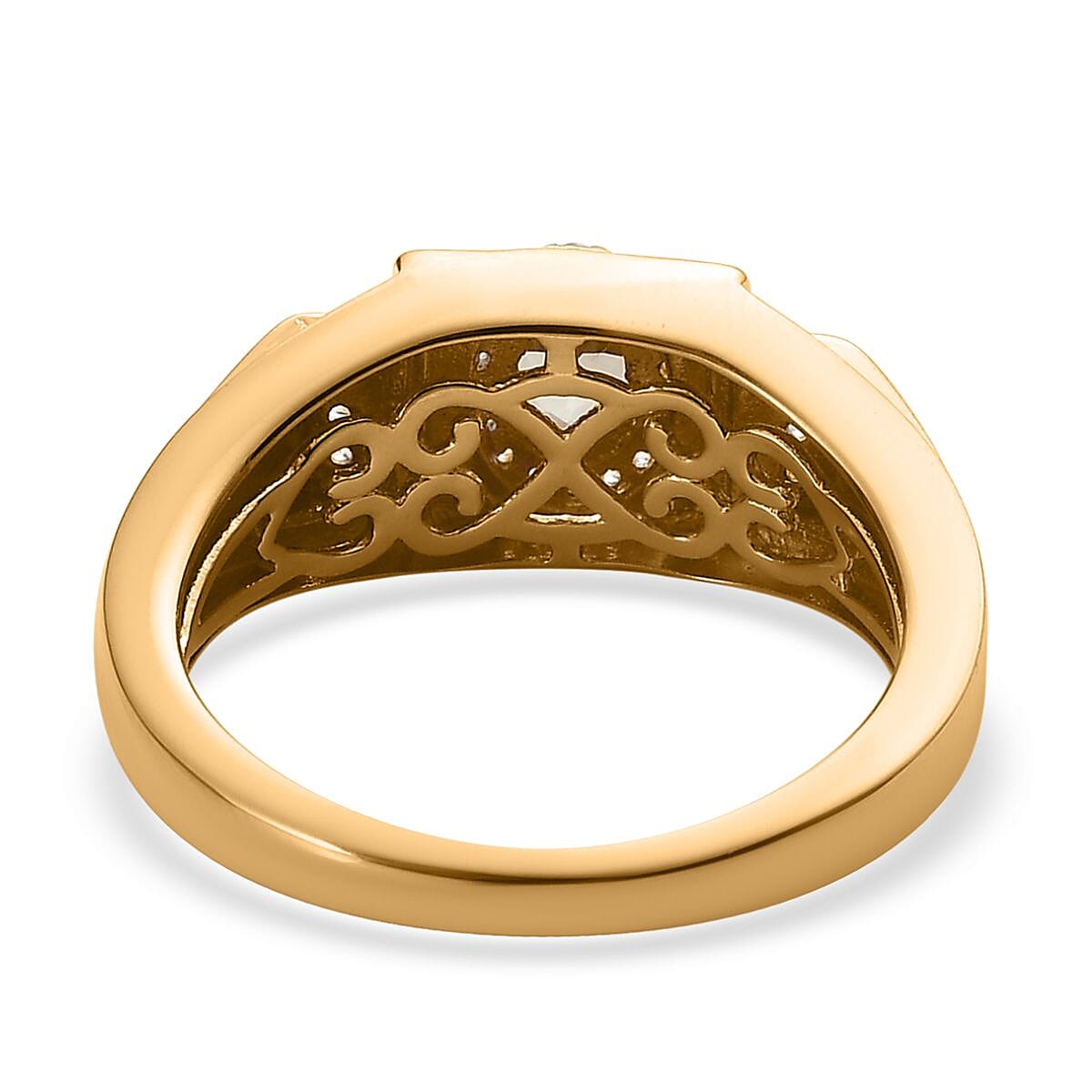 Turkizite and White Zircon Men's Ring in Vermeil Yellow Gold Over Sterling Silver (Size 13.0) 0.75 ctw image number 4