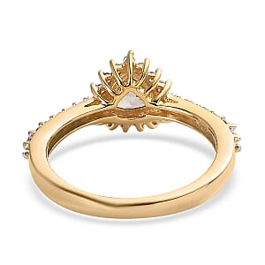 AAA Turkizite and White Zircon Sunburst Ring in Vermeil Yellow Gold Over Sterling Silver (Size 10.0) 0.90 ctw