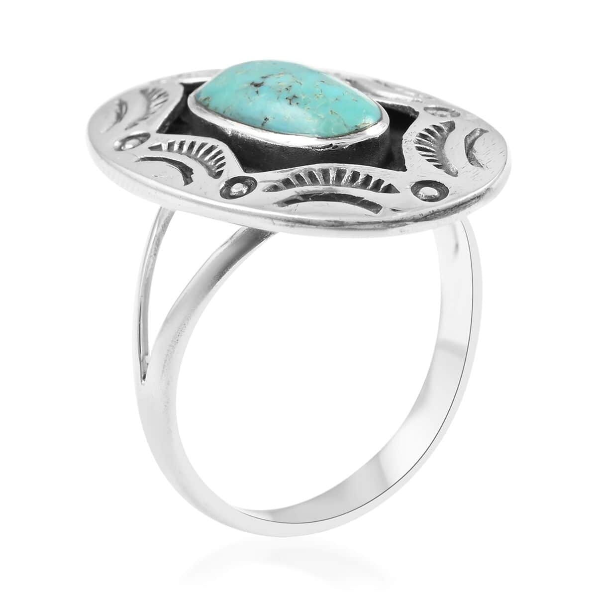 Santa Fe Style Kingman Turquoise Ring in Sterling Silver 1.50 ctw image number 3