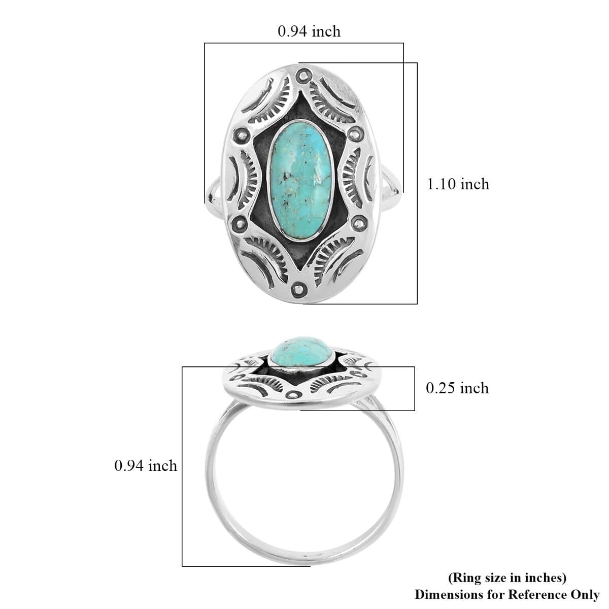 Santa Fe Style Kingman Turquoise Ring in Sterling Silver 1.50 ctw image number 4