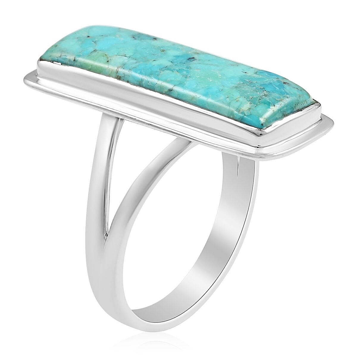 Santa Fe Style Kingman Turquoise Ring in Sterling Silver (Size 10.0) 7.50 ctw