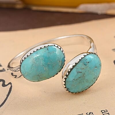 Santa Fe Style Kingman Turquoise Ring in Sterling Silver (Size 10.0) 2.00 ctw