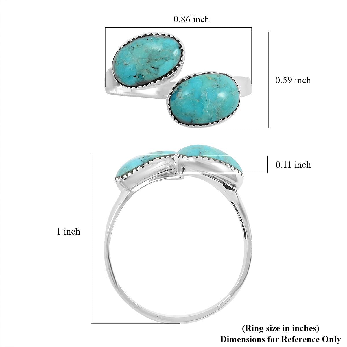 Santa Fe Style Kingman Turquoise Ring in Sterling Silver 2.00 ctw image number 4