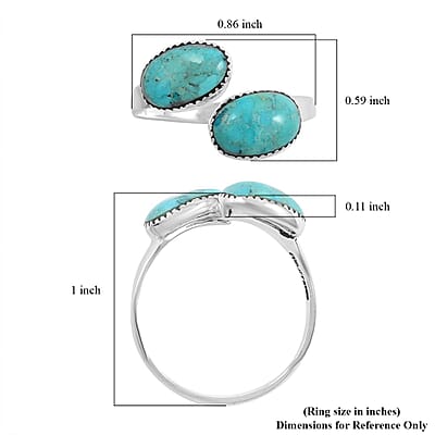 Santa Fe Style Kingman Turquoise Ring in Sterling Silver (Size 10.0) 2.00 ctw