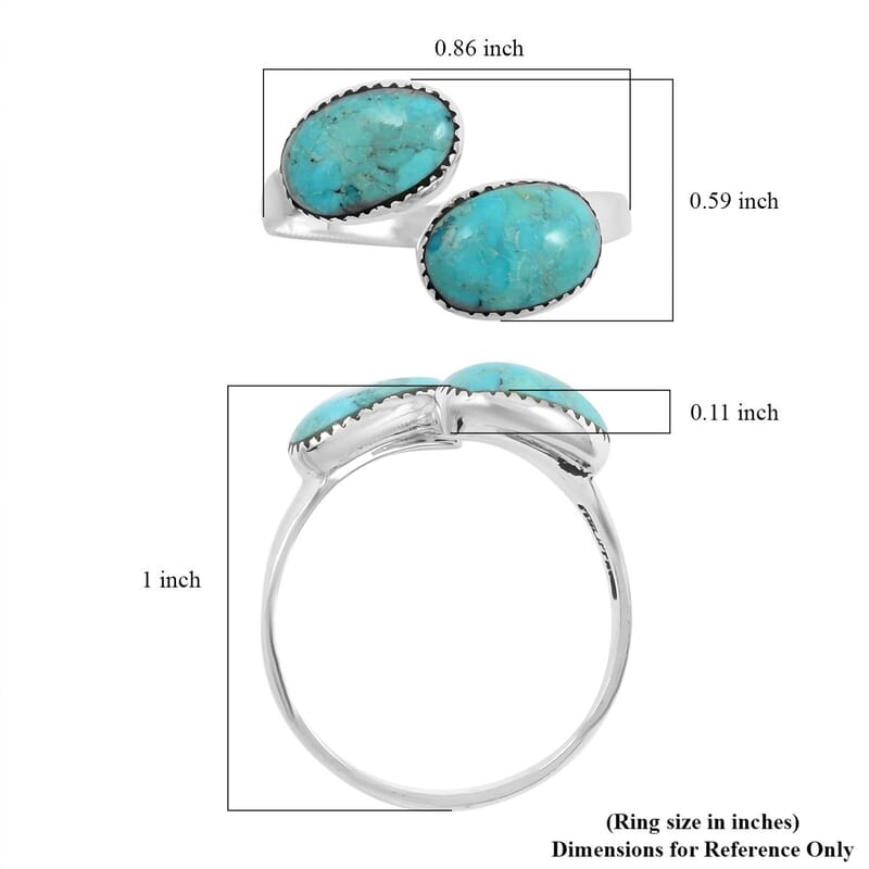 Santa Fe Style Kingman Turquoise Ring in Sterling Silver (Size 10.0) 2.00 ctw
