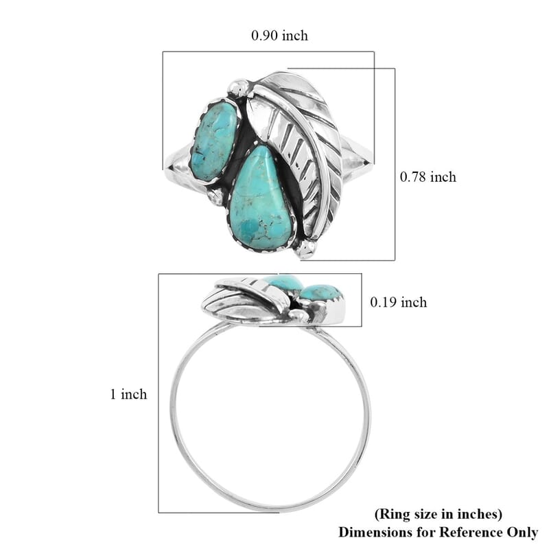 Santa Fe Style Kingman Turquoise Ring in Sterling Silver (Size 10.0) 1.50 ctw