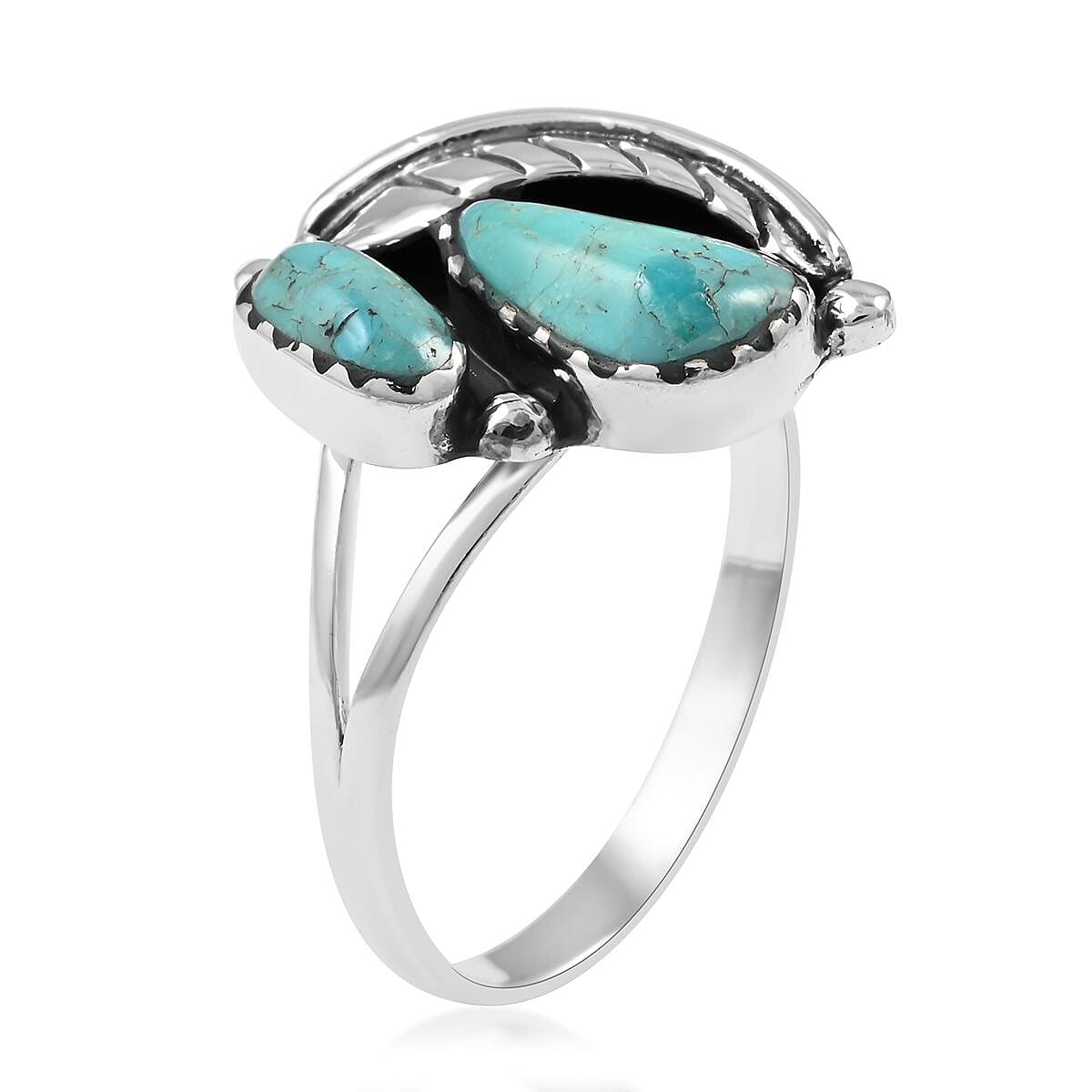 Santa Fe Style Kingman Turquoise Ring in Sterling Silver (Size 11.0) 1.50 ctw image number 3