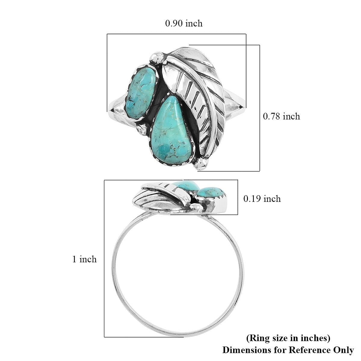 Santa Fe Style Kingman Turquoise Ring in Sterling Silver (Size 11.0) 1.50 ctw image number 4