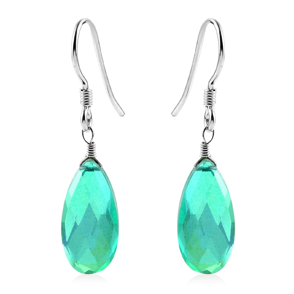 Peacock Quartz (Triplet) Dangle Earrings in Sterling Silver 12.65 ctw image number 0
