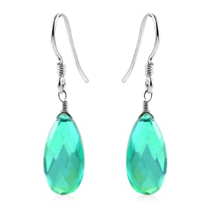 Peacock Quartz (Triplet) Dangle Earrings in Sterling Silver 12.65 ctw