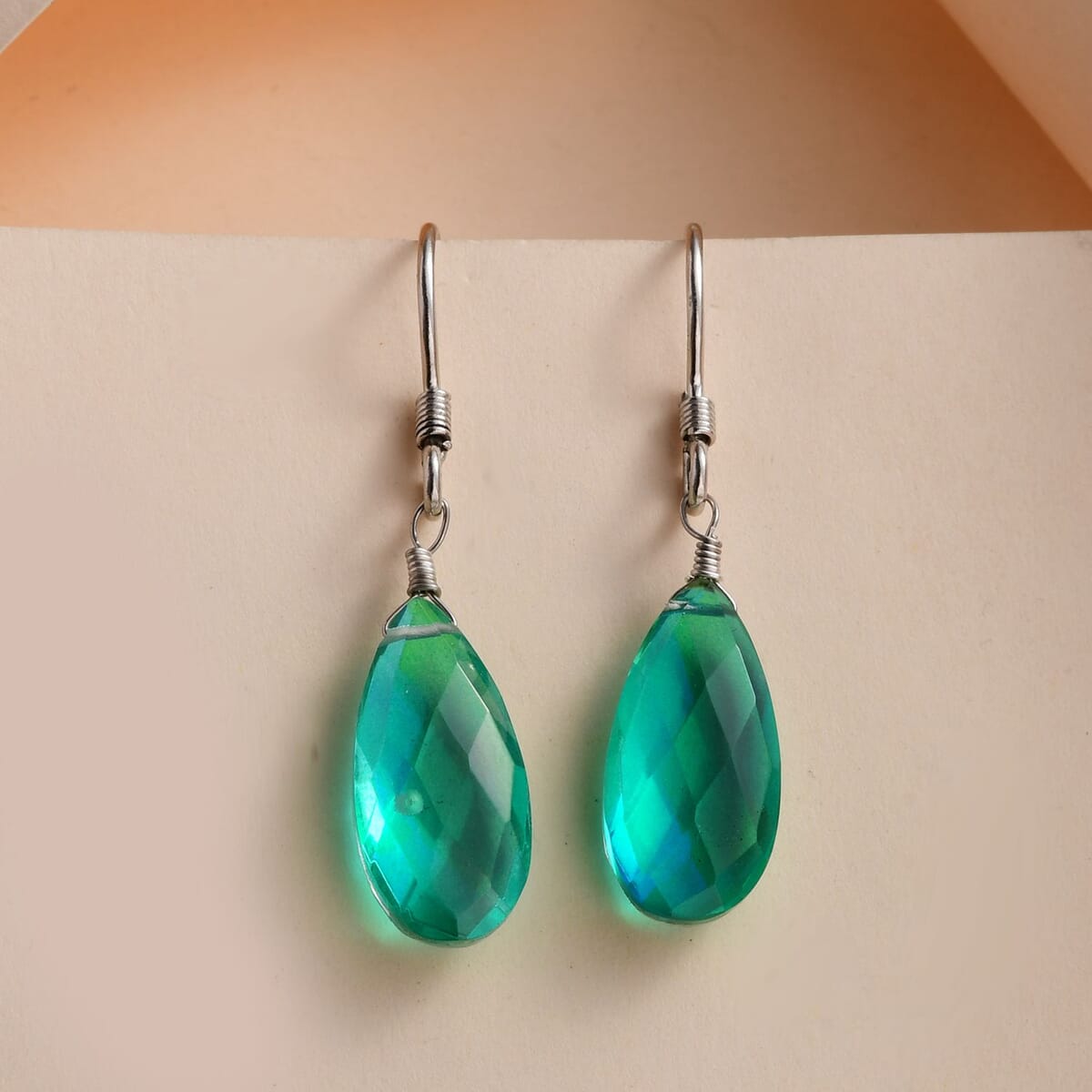 Peacock Quartz (Triplet) Dangle Earrings in Sterling Silver 12.65 ctw image number 1