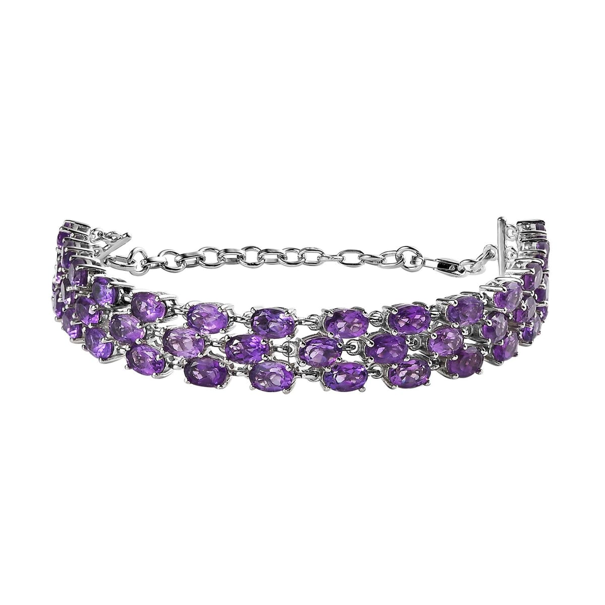 Amethyst Bracelet in Platinum Over Sterling Silver (6.50 In) 18.65 ctw image number 0