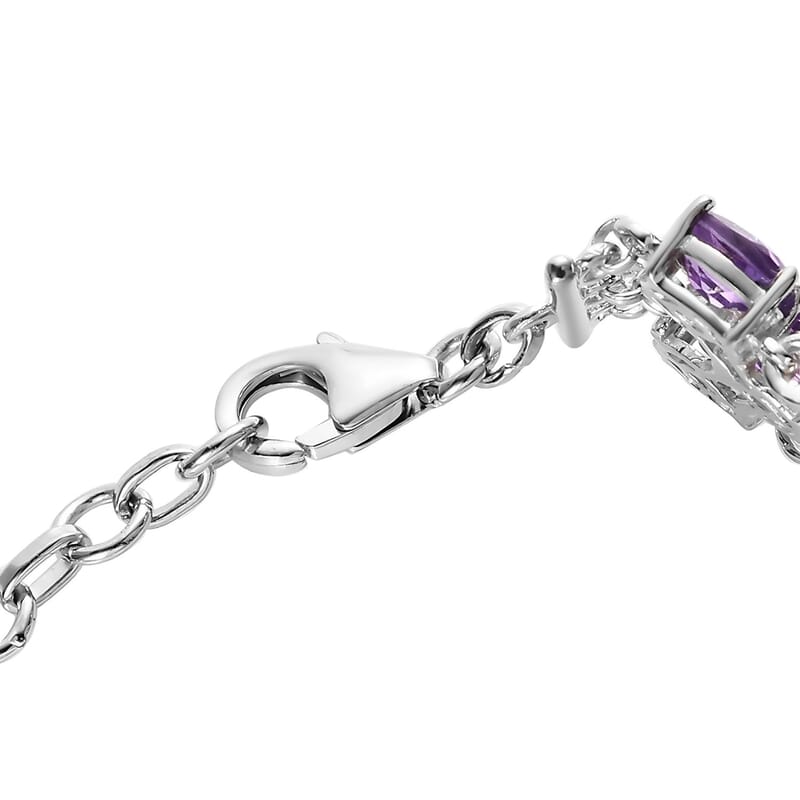 African Amethyst Adjustable Bracelet in Platinum Over Sterling Silver (6.50-8.0In) 17.10 ctw