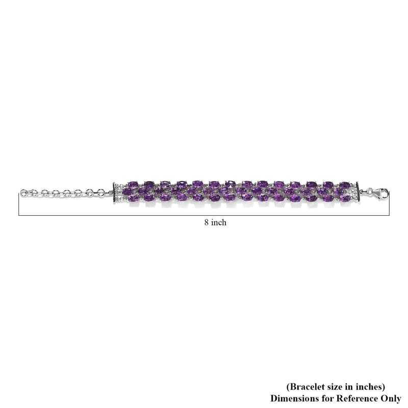 African Amethyst Adjustable Bracelet in Platinum Over Sterling Silver (6.50-8.0In) 17.10 ctw