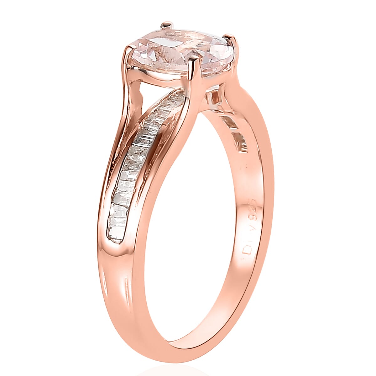 Pink Morganite and Diamond Ring in Vermeil Rose Gold Over Sterling Silver 1.25 ctw (Del. In 5-7 Days) image number 3