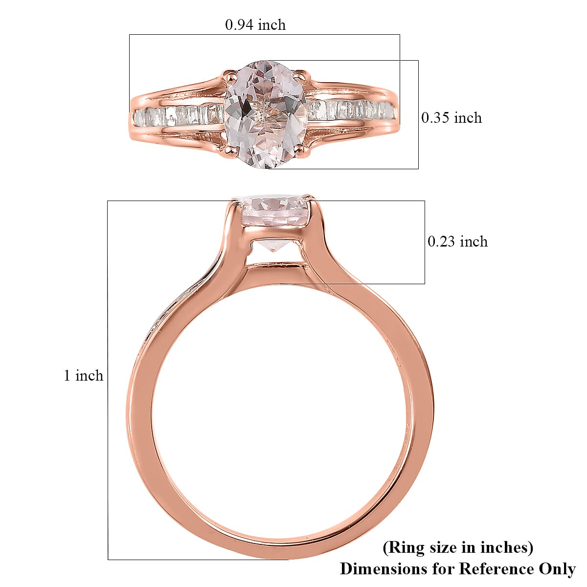 Pink Morganite and Diamond Ring in Vermeil Rose Gold Over Sterling Silver (Size 5.0) 1.25 ctw image number 5