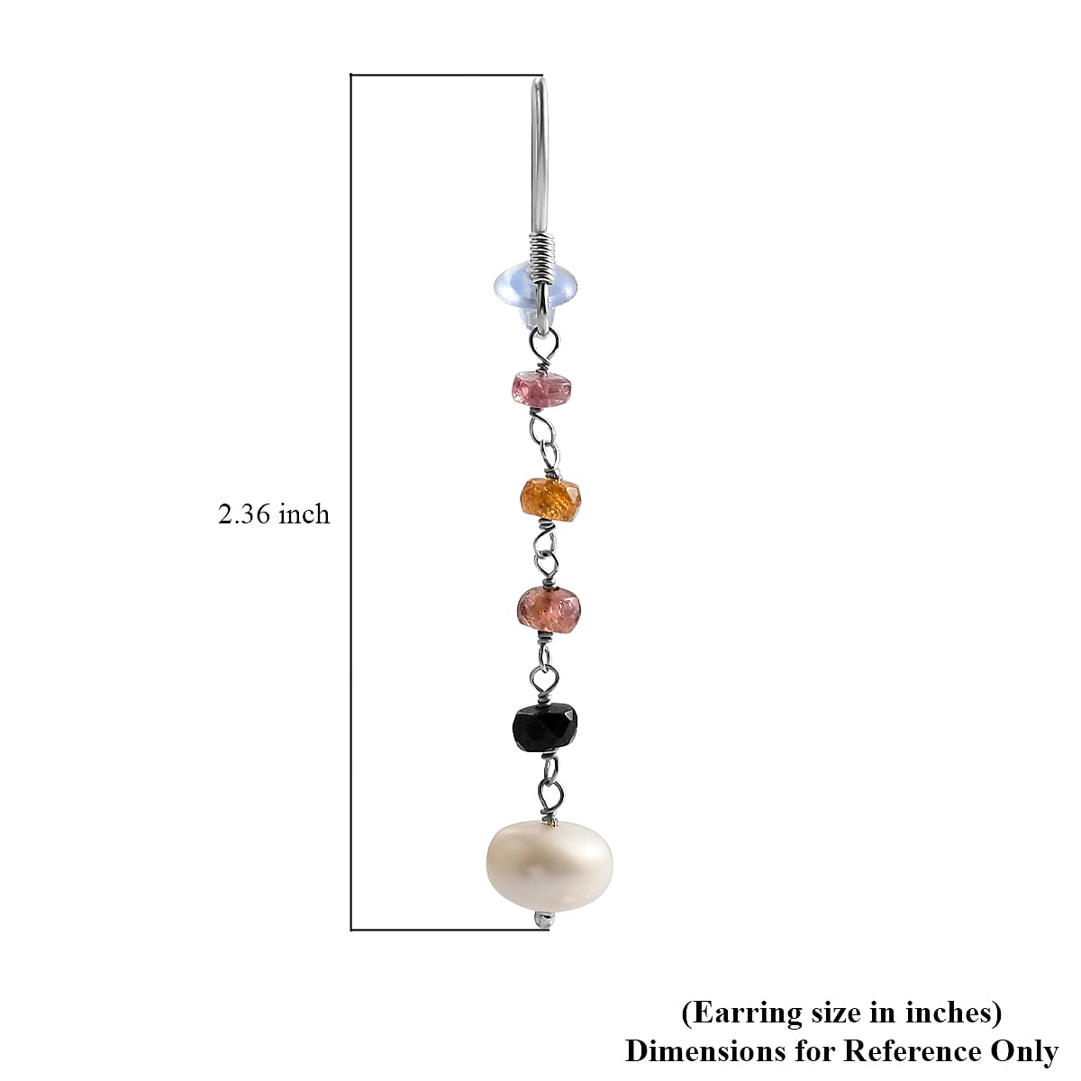 Freshwater Pearl and Multi Sapphire Earrings in Sterling Silver 2.00 ctw