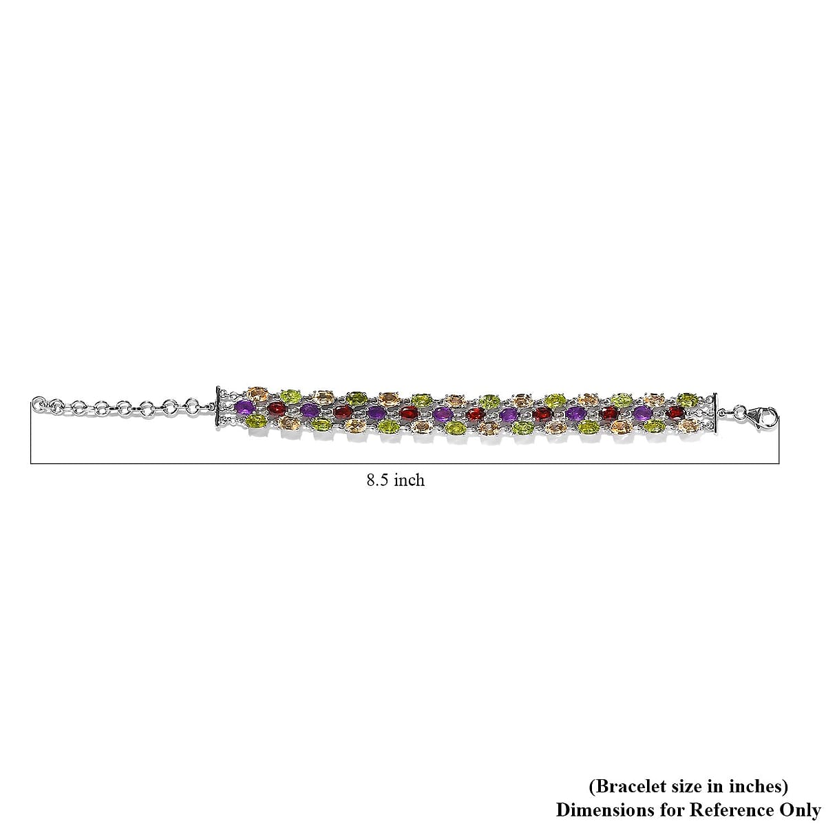 Multi Gemstone Adjustable Bracelet in Platinum Over Sterling Silver (6.50-8.0In) 21.25 ctw image number 4