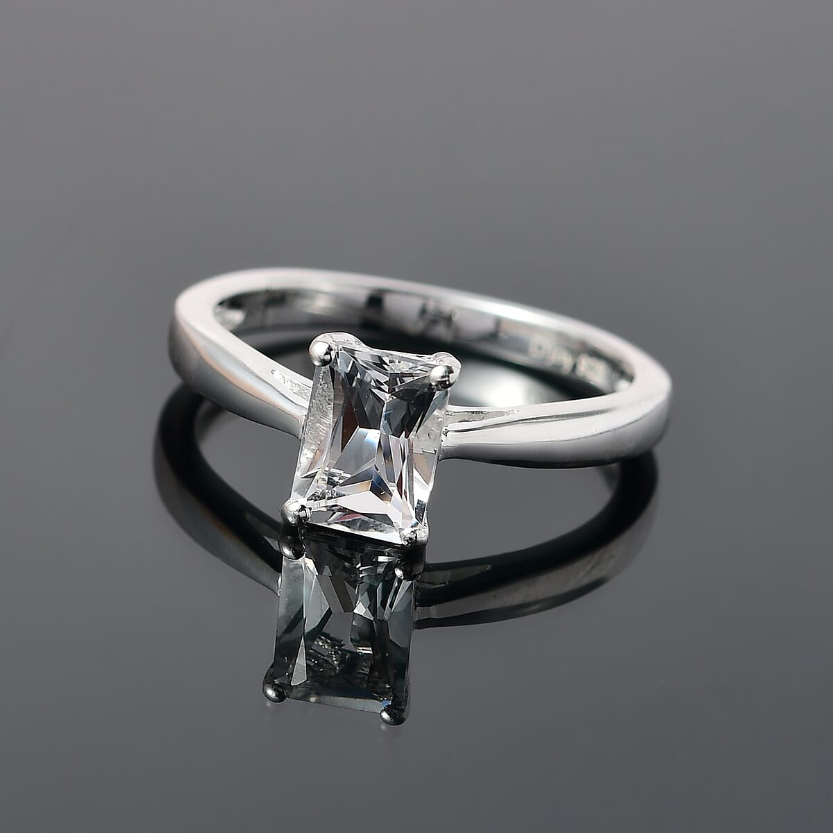 Radiant Cut Brazilian Petalite Solitaire Ring in Sterling Silver (Size 10.0) 0.75 ctw image number 1