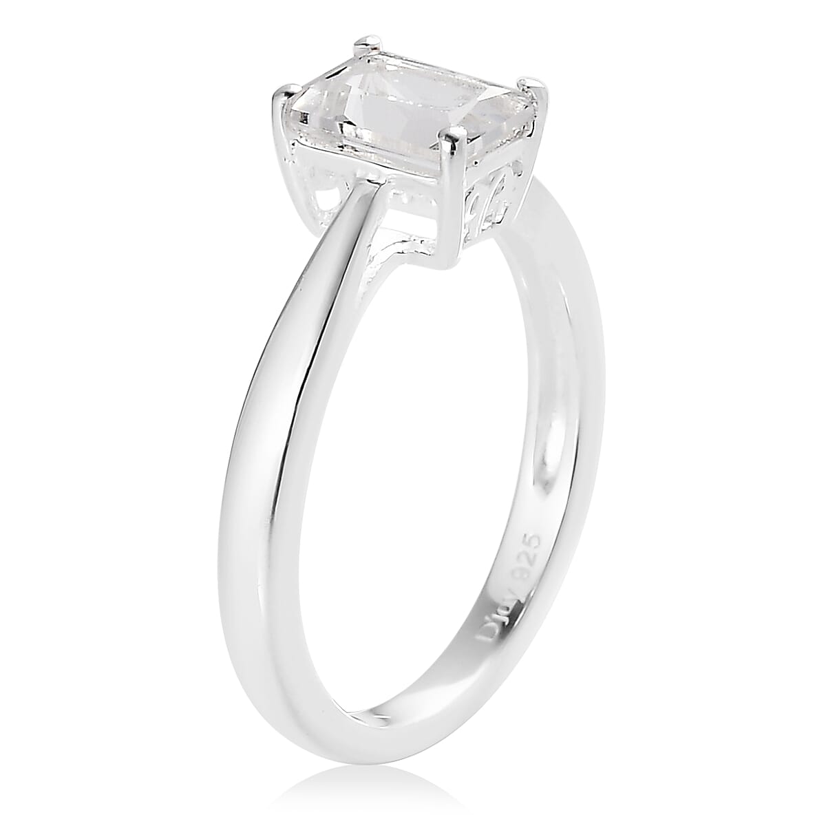 Radiant Cut Brazilian Petalite Solitaire Ring in Sterling Silver (Size 10.0) 0.75 ctw image number 3