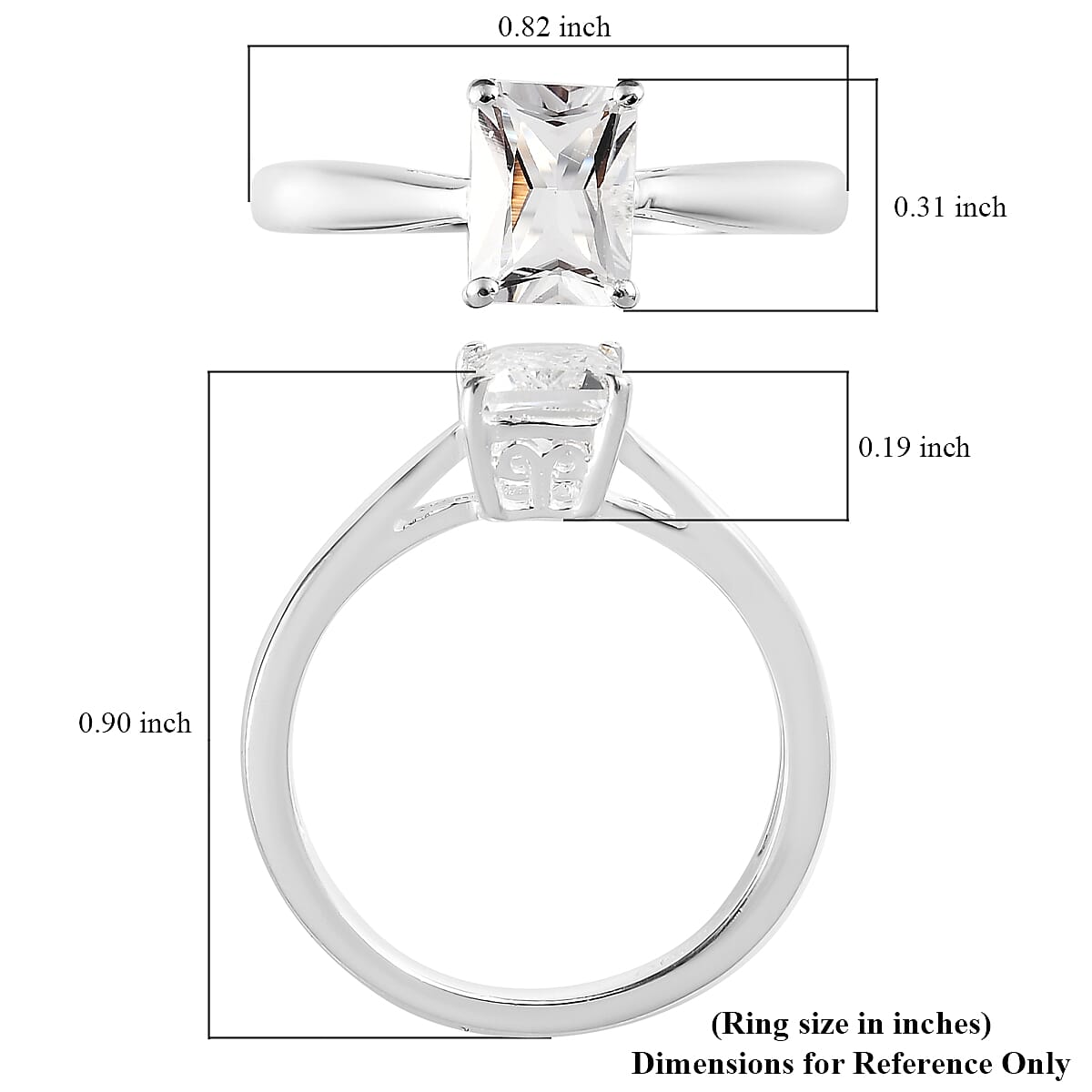 Radiant Cut Brazilian Petalite Solitaire Ring in Sterling Silver (Size 10.0) 0.75 ctw image number 5