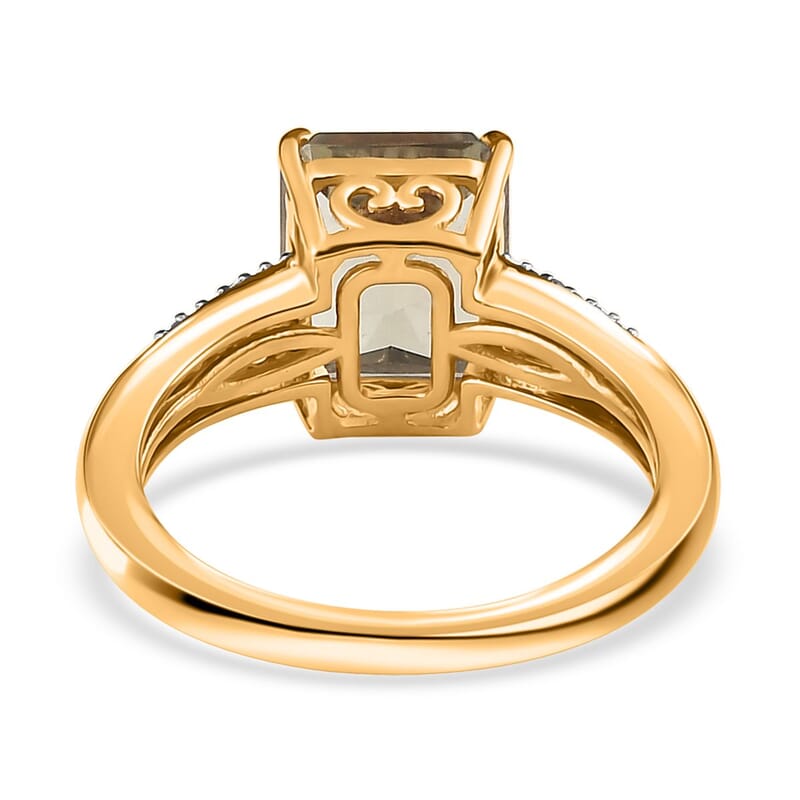 Iliana 18K Yellow Gold Radiant Cut AAA Turkizite, SI Natural Yellow and White Diamond Ring (Size 6.0) 4.15 Grams 4.10 ctw