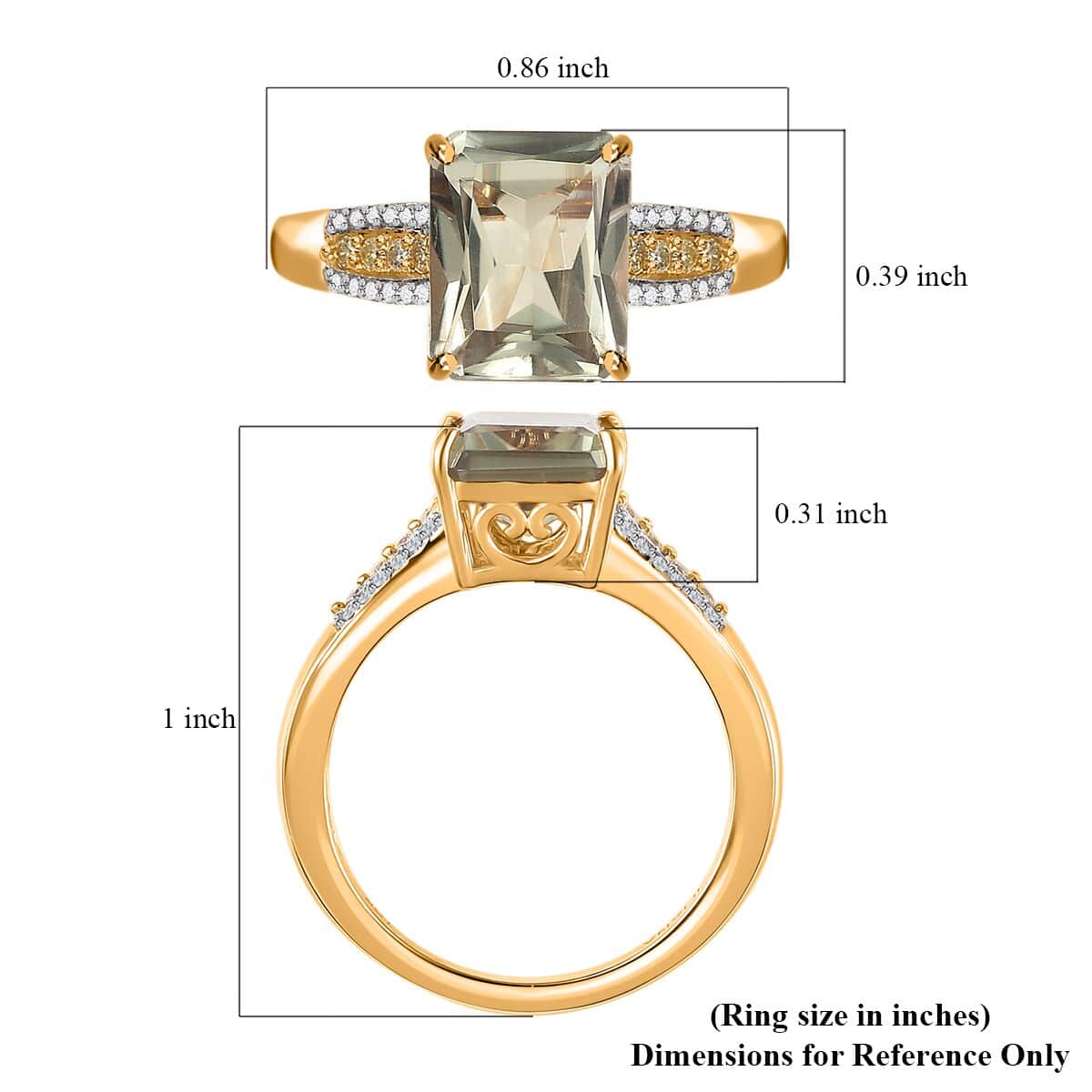 Iliana 18K Yellow Gold Radiant Cut AAA Turkizite, SI Natural Yellow and White Diamond Ring 4.15 Grams 4.10 ctw image number 5