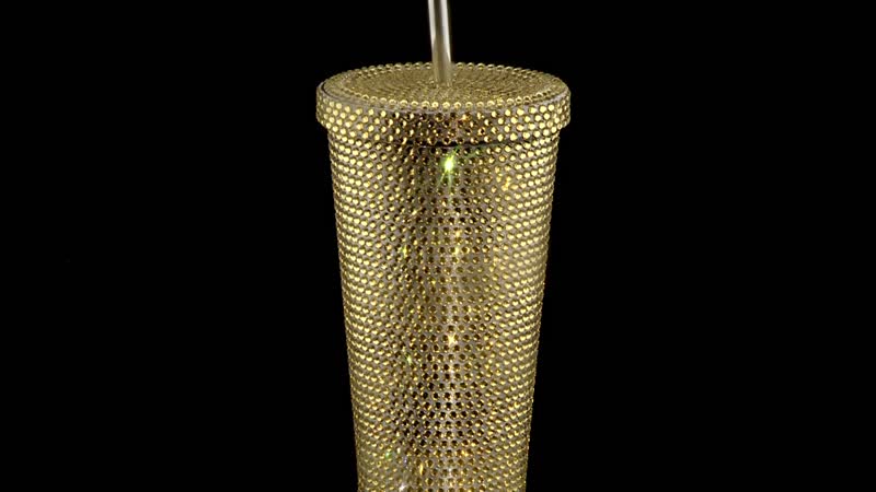Champagne Color Reusable Cup with Straw 18oz