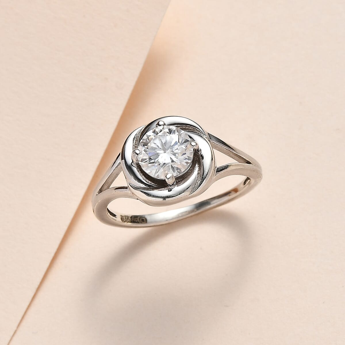 Moissanite Solitaire Ring in Platinum Over Sterling Silver (Size 10.0) 0.75 ctw image number 1