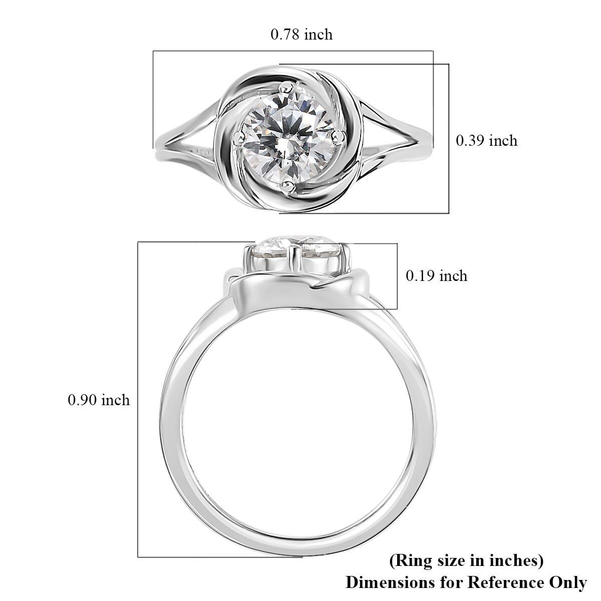 Moissanite Solitaire Ring in Platinum Over Sterling Silver (Size 10.0) 0.75 ctw image number 5