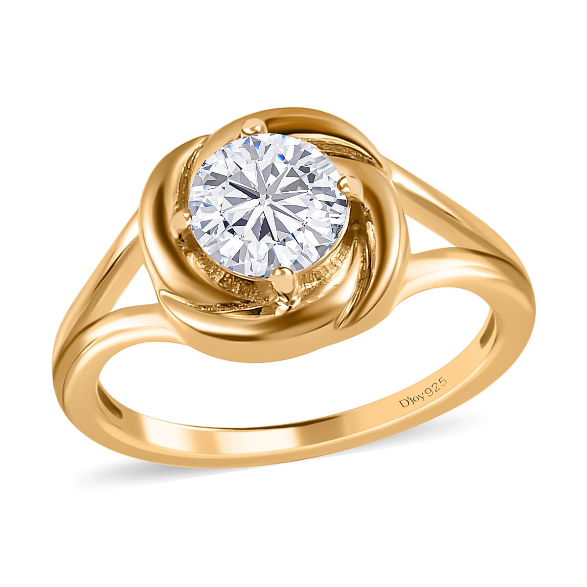 Moissanite Solitaire Ring in Vermeil Yellow Gold Over Sterling Silver (Size 7.0) 0.75 ctw image number 0